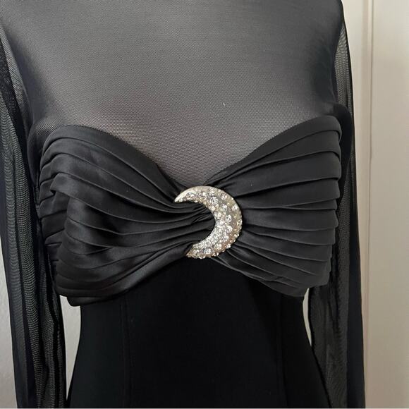 Vintage Cache Black Mesh Moon Embellished Gown - Picture 3 of 10
